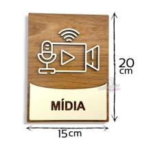 Placa para sala de mídias reunião transmissão mdf 6mm