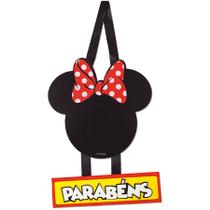 Placa Parabéns - Minnie - MDF - 1 unidade - Grintoy - Rizzo