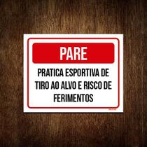 Placa Pare Pratica Esportiva Tiro Alvo Risco 36x46