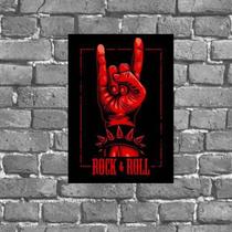 Placa Parede Decorativa Mão Rock Roll 18X27Cm
