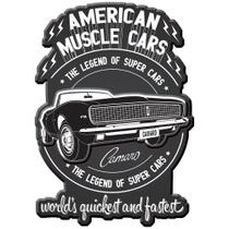 Placa Parede Metal Recortada GM American Muscle Car Preto - Incasa