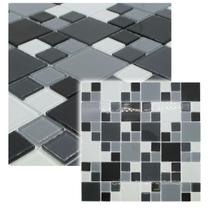 Placa Pastilha De Vidro Para Cozinha Banheiro Piscina Cristal Preta Grande 30x30cm - La Bella Griffe Placa Pastilha De Vidro Para Cozinha Banheiro Piscina Cristal Preta Grande 30x30cm - La Bella Griffe