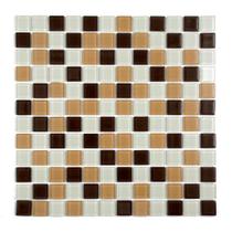 Placa Pastilha Vidro Parede 30cm X 30cm Branco/Bege/Marrom Placa Pastilha Vidro Parede 30cm X 30cm Branco/Bege/Marrom