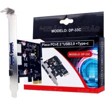 Placa PCI-E 2 USB3.0 + Type-c - Dex 9526