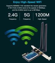 Placa PCI-E Wifi e Bluetoth Intel AC 1200mb/s 2.4GHz/5GHz