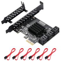 Placa PCIe SATA MZHOU 6 portas com 6 cabos de 6 Gbps para SATA 3.0 Placa PCIe SATA MZHOU 6 portas com 6 cabos de 6 Gbps para SATA 3.0