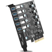 Placa PCIe USB 3.2/3.1 Gen 2 SuperSpeed 10 Gbps e 7 portas Placa PCIe USB 3.2/3.1 Gen 2 SuperSpeed 10 Gbps e 7 portas