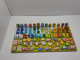 Placa Pedagógica Brinquedo Números, Alfabeto, Figuras Geométricas, Animais e Frutas Montessori - Dimelkon Arte
