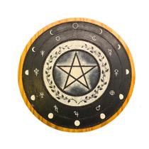 Placa Pentagrama com Fases da Lua e Símbolos Planetários