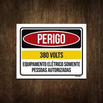 Placa Perigo 380 Volts Somente Pessoas Autorizadas 18X23