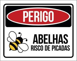 Placa Perigo - Abelhas Risco De Picadas 18X23