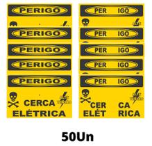 Placa Perigo Cerca Elétrica Alumínio Frente Verso Tam 17,5x12,7 - 50un