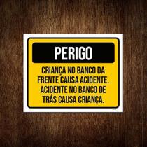 Placa Perigo Criança Banco Da Frente Acidente 18x23cm 10un - Sinalizo.Com