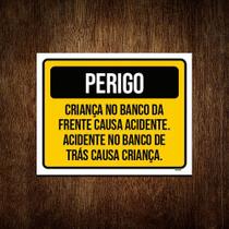 Placa Perigo Criança Banco Da Frente Acidente 27x35