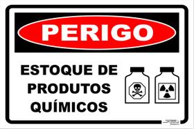 Placa Perigo Estoque De Produtos Químicos - 2 30x20