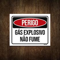 Placa Perigo Gás Explosivo Não Fume 18X23