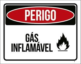 Placa Perigo Gás Inflamável - Sinalização Cuidado (18X23)