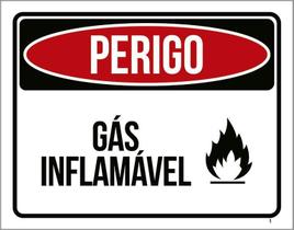 Placa Perigo Gás Inflamável - Sinalização Cuidado (36X46)