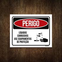 Placa Perigo Líquidos Corrosivos Use Proteção 18X23 Placa Perigo Líquidos Corrosivos Use Proteção 18X23
