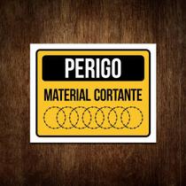 Placa Perigo Material Cortante Concertina Sinalização 27X35