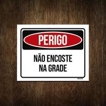 Placa Perigo Não Encoste Na Grade 27X35