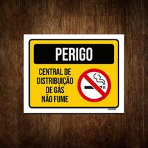 Placa Perigo - Não Fume Centra Distribuição De Gás 27x35