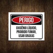 Placa Perigo Oxigênio Líquido Proibido Fumar 27X35