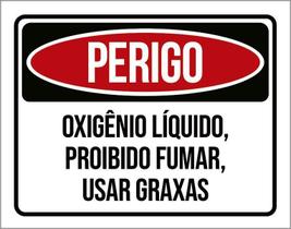 Placa Perigo Oxigênio Líquido Proibido Fumar 27X35