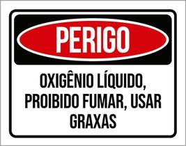 Placa Perigo Oxigênio Líquido Proibido Fumar Graxas 18X23