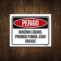 Placa Perigo Oxigênio Líquido Proibido Fumar Graxas 27X35