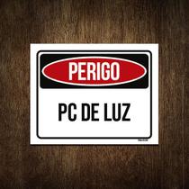Placa Perigo Pc De Luz 18X23 - Sinalizo.Com