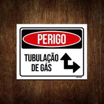 Placa Perigo Preta Tubulação De Gás 27X35