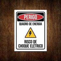 Placa Perigo Quadro De Energia Risco Choque Elétrico 36x46 - Sinalizo