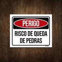 Placa Perigo Risco De Queda De Pedras 18X23