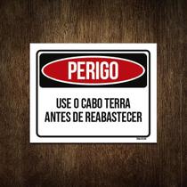 Placa Perigo Use Cabo Terra Antes Reabastecer 27X35