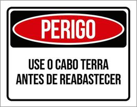 Placa Perigo Use Cabo Terra Antes Reabastecer 27X35