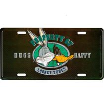 Placa Pernalonga e Patolino - Looney Tunes em Metal com Relevo