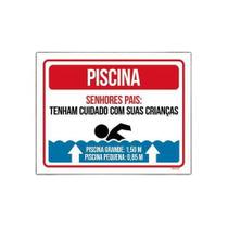 Placa Piscina Senhores Pais Cuidado Com Crianças 18x23cm 5un