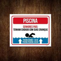Placa Piscina Senhores Pais Cuidado Com Crianças 36X46