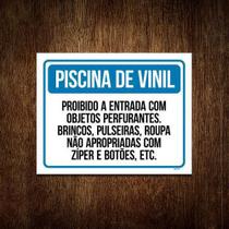 Placa Piscina Vinil Proibido Objetos Perfurantes 18X23