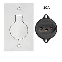 Placa piso 4x2 tomada aluminio + tomada 10a