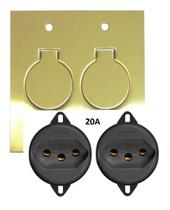 Placa piso 4x4 latão + 2 tomada 10a