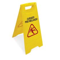 Placa piso molhado sinalizadora escorregadio cuidado advertencia de chao limpeza restaurante