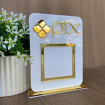 Placa Pix Acrílico com Suporte Personalizada para Balcão Pagamento QR Code Moderno