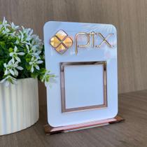 Placa Pix Acrílico com Suporte Personalizada para Balcão Pagamento QR Code Moderno