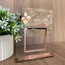 Placa Pix Acrílico com Suporte Personalizada para Balcão Pagamento QR Code Moderno Placa Pix Acrílico com Suporte Personalizada para Balcão Pagamento QR Code Moderno