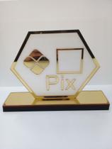 Placa PIX Comércio Pagamento Qrcode Em Acrílico Dourado
