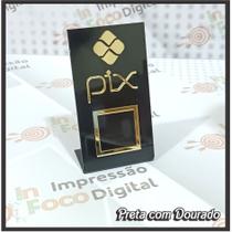 Placa pix display em acrílico preto espelhado você personaliza com o seu Qr code