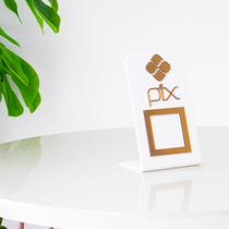 Placa Pix Para Pagamento QR Code Branca - Kit 10 UNID COR: Branco com Bronze