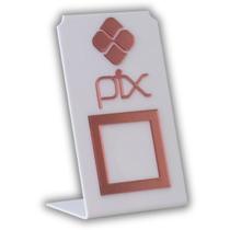 Placa Pix Para Pagamento QR Code Branca - Kit 4 UNID COR:Branco com Rosa